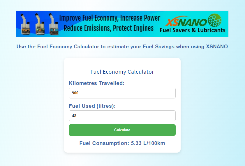 XSNANO Fuel Economy Calculator